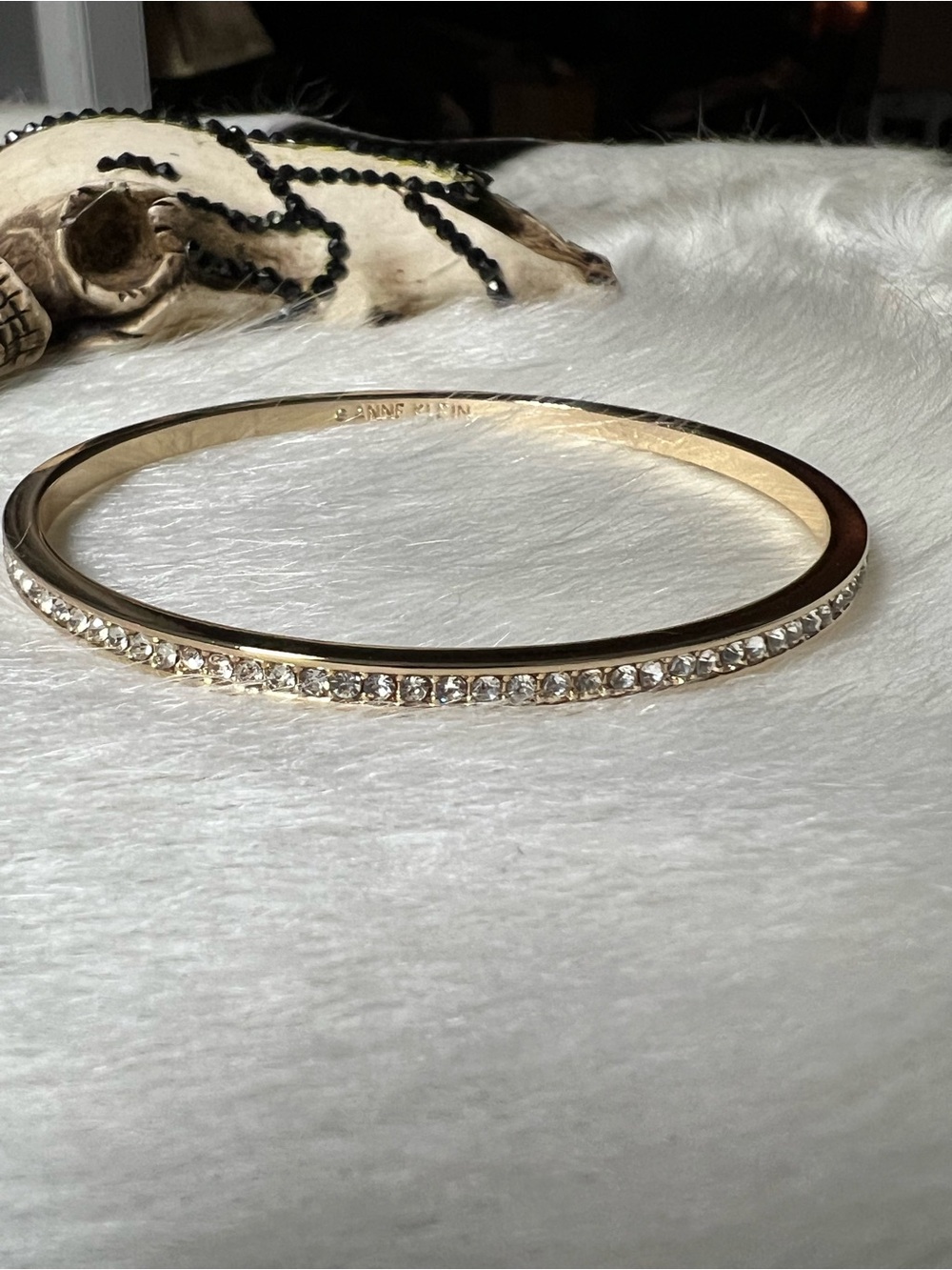 Anne Klein Gold Crystal Pavé Slim Bangle